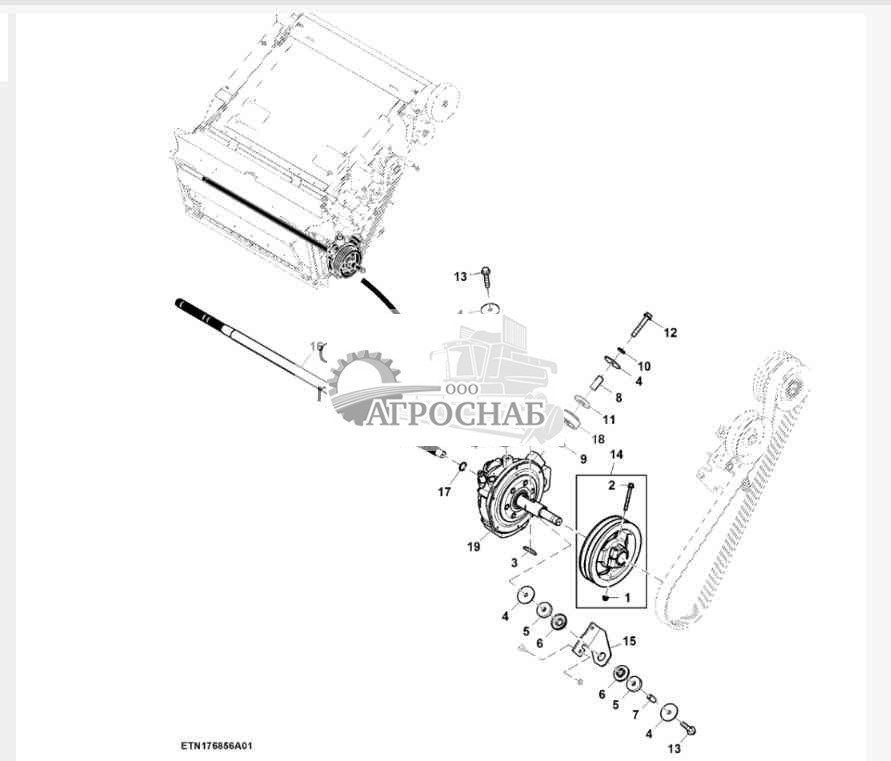 Трансмиссия реверсивного механизма и детали крепления, 2 паза — 2HC 